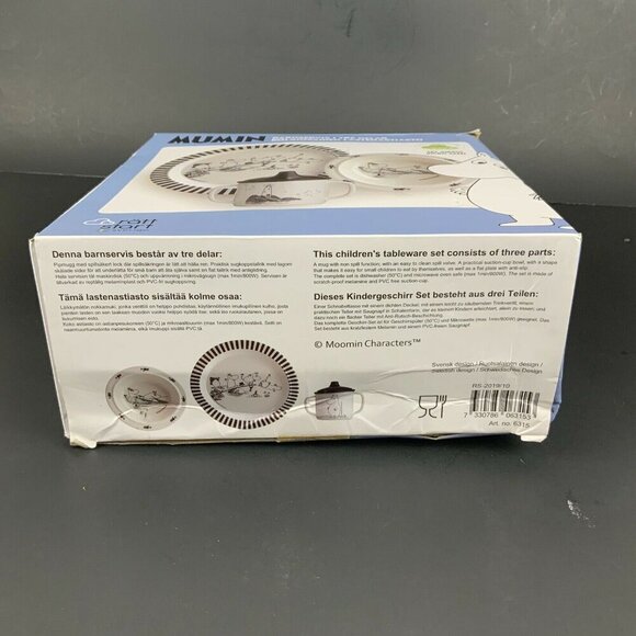 Moomin Mumin 3 Piece Childrens Tableware Set Plate Bowl Sippy Cup Non Slip Bases - Picture 12 of 12